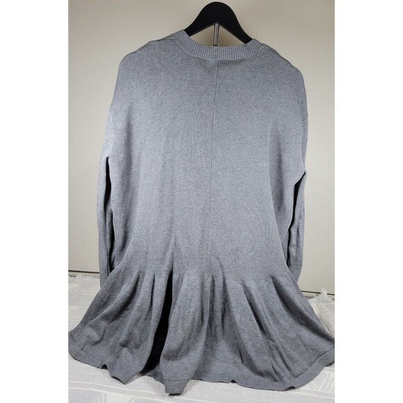 Free People Gray Ribbed‎ Knit Peplum Hem Sweater Tunic Dress Women’s Size M - Picture 4 of 5